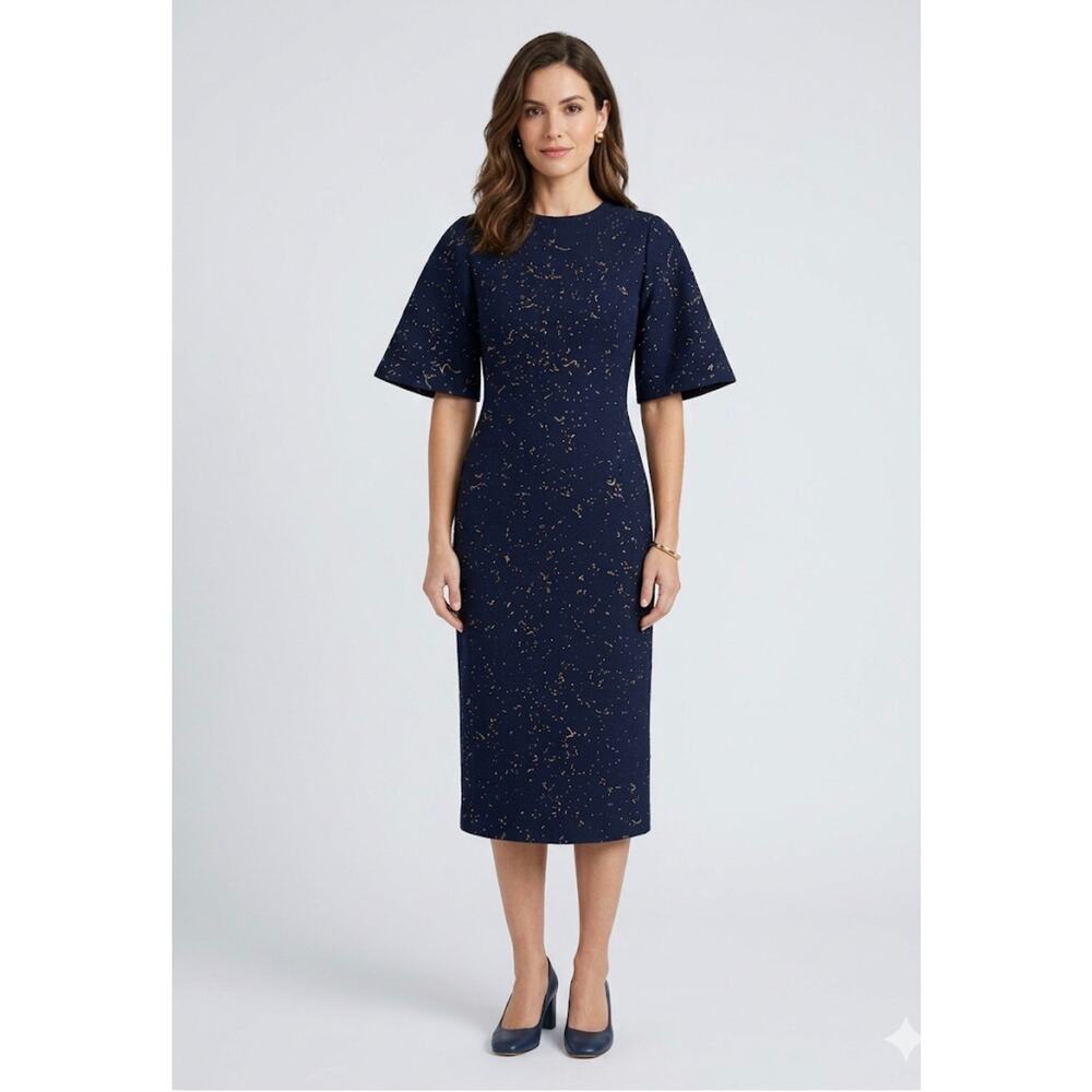 Mantu SS Midi Dress in Navy Blue FR 36 US 4